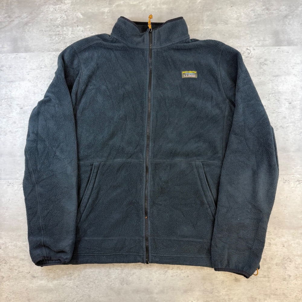 LL Bean Mens Mountain Pile Fleece Jacket XL Tall Charcoal Gray Full Zip 505336